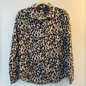 Halogen Cheetah Print Button-Up Blouse